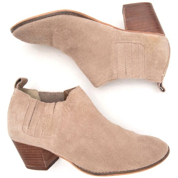 Dolce Vita Tan Suede Slip On Block Heel Jaydin Ankle Boots Booties Size 8 - Picture 7 of 12